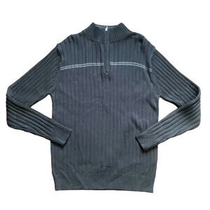 Michael Brandon Mens Medium Black Mock Neck 1/4 Zip Long Sleeve Pullover Sweater